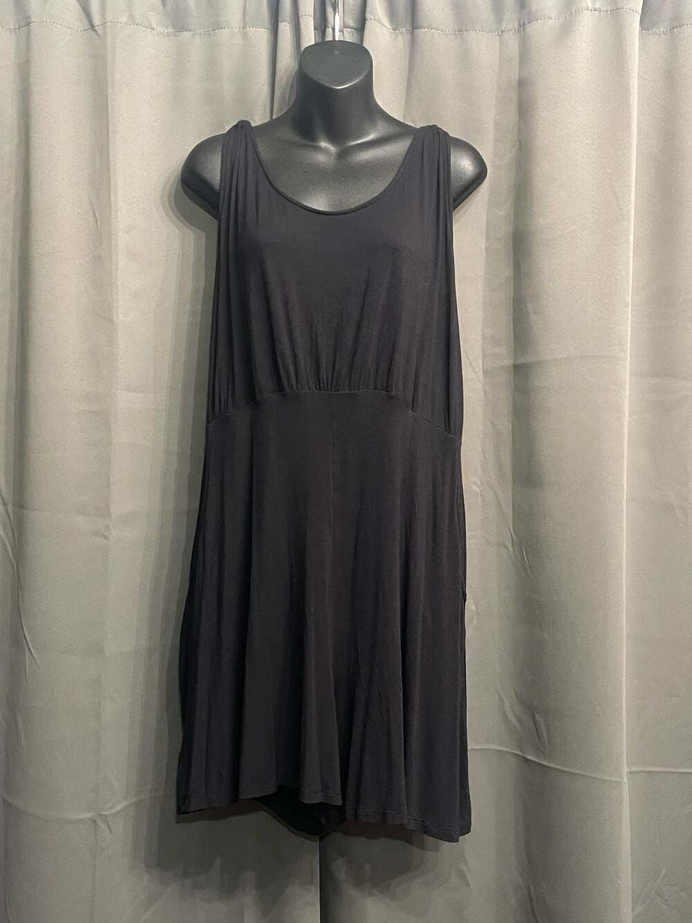 Dotti Black Rayon Spandex Sleeveless Tank Romper with Tassel Ties Size M